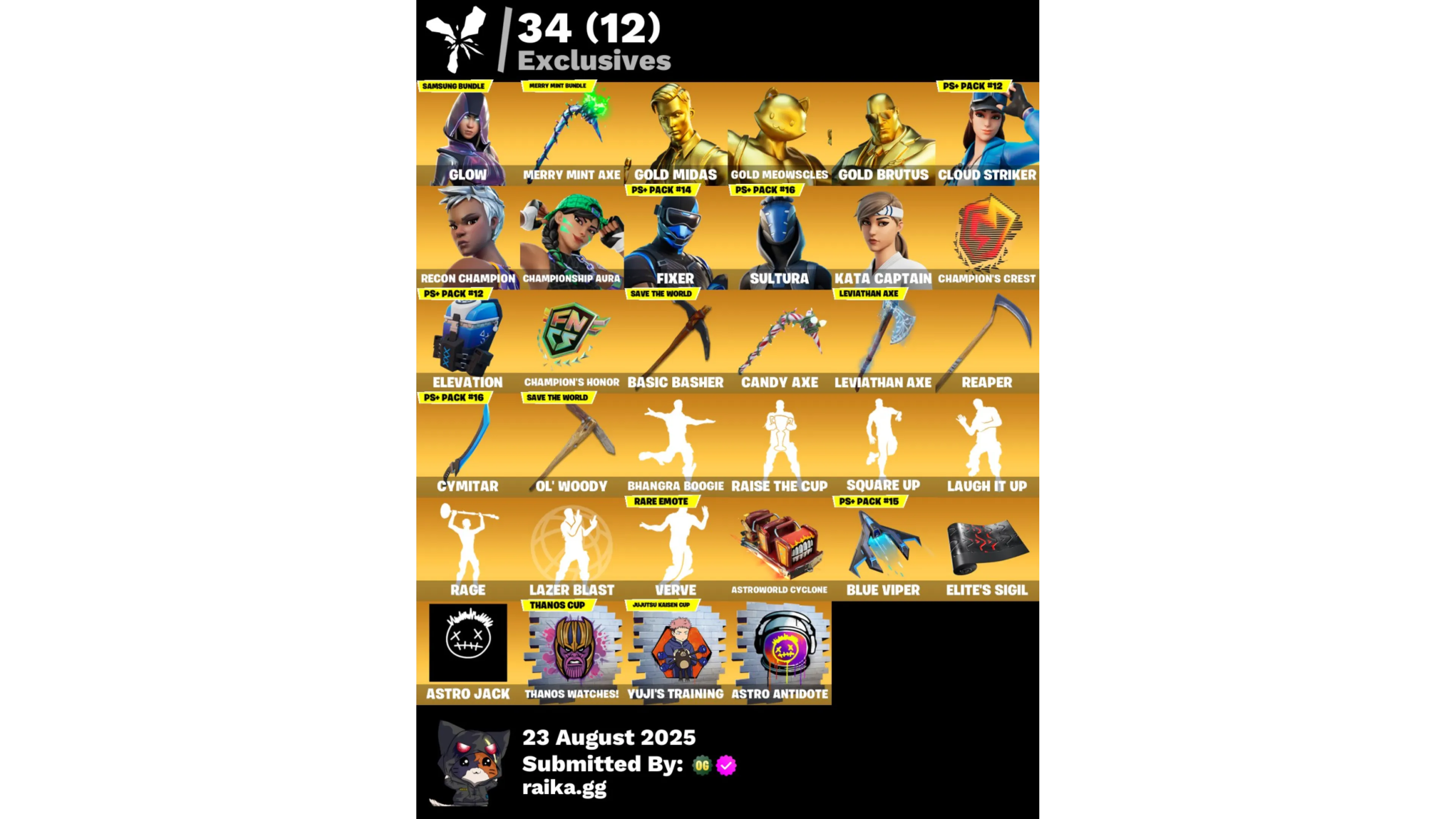 Acc#0299 STACKED FORTNITE ACCOUNT – 294 SKINS | 274 PICKAXES | 200+ GLIDERS