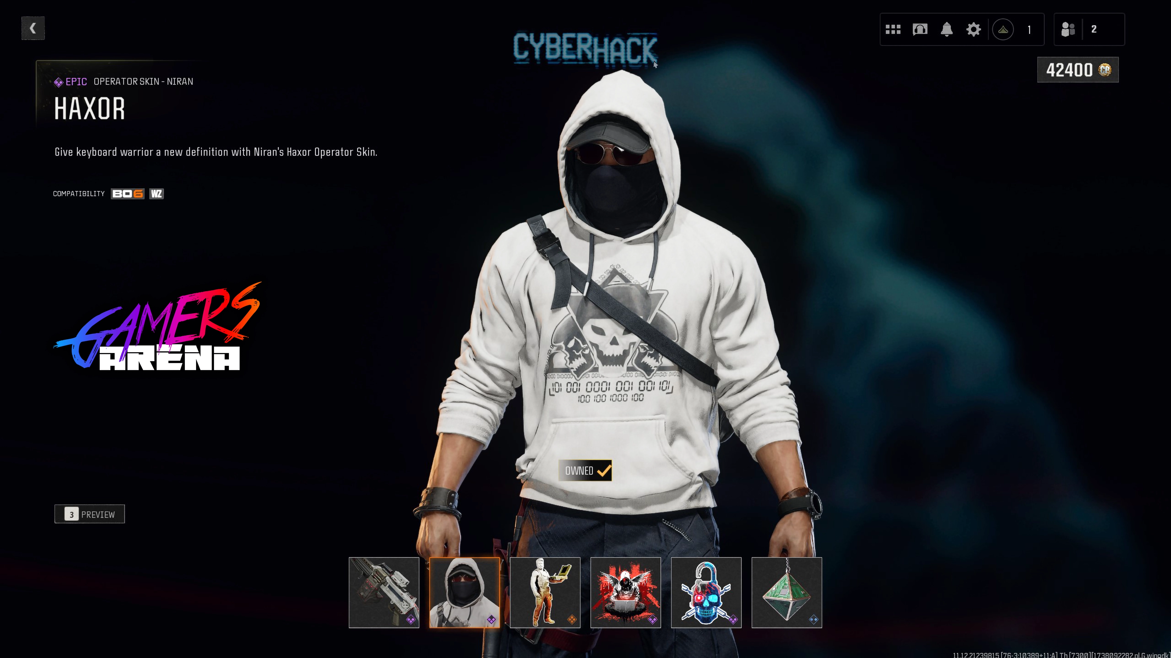 BO6 - CYBERHACK Niran Operator Skin Hard Unlocked PS XBOX PC - Ultra Rare