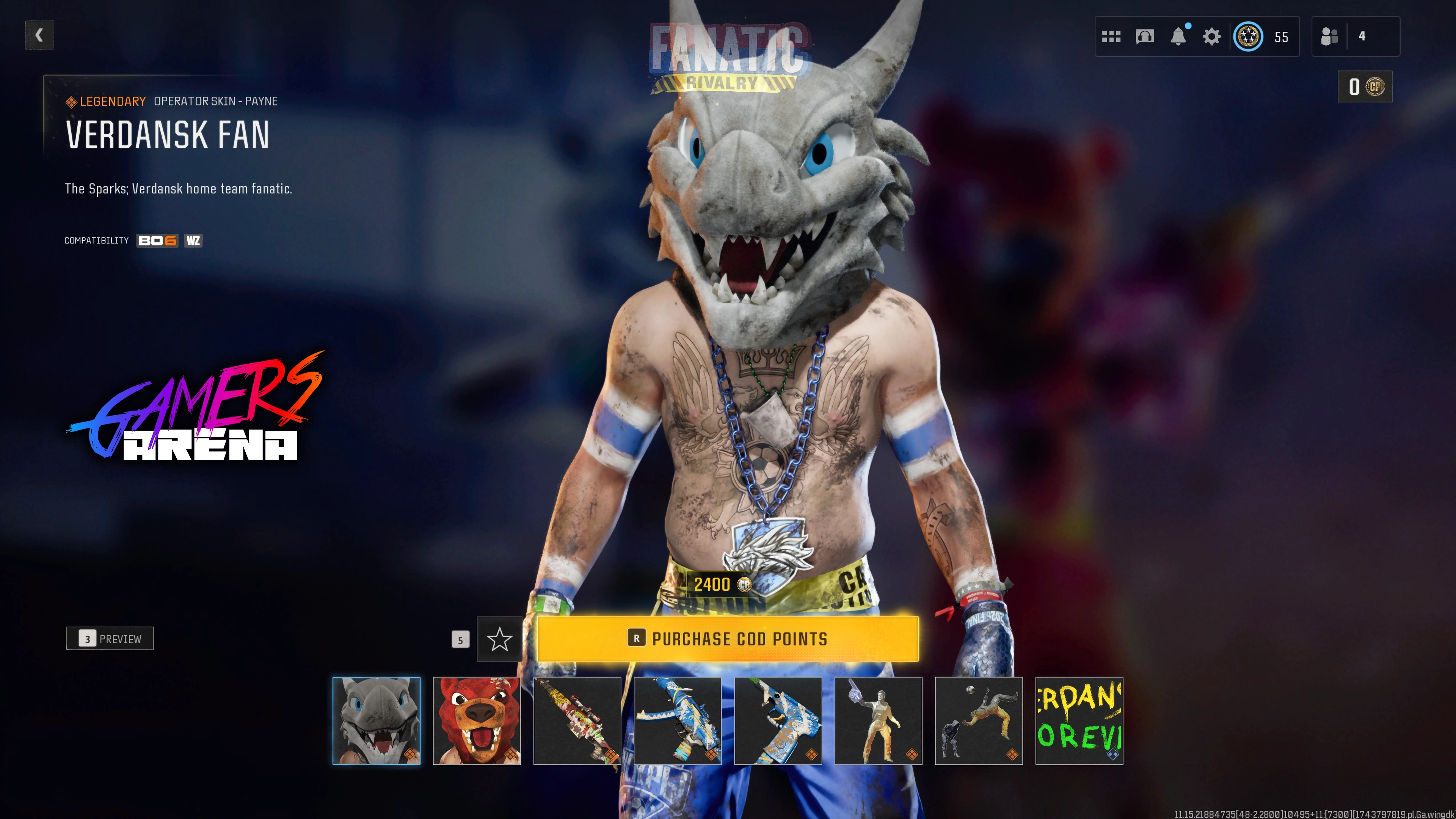 BO6 - FANATIC RIVARLY Payne Operator Skin Hard Unlocked PS XBOX PC - Ultra Rare