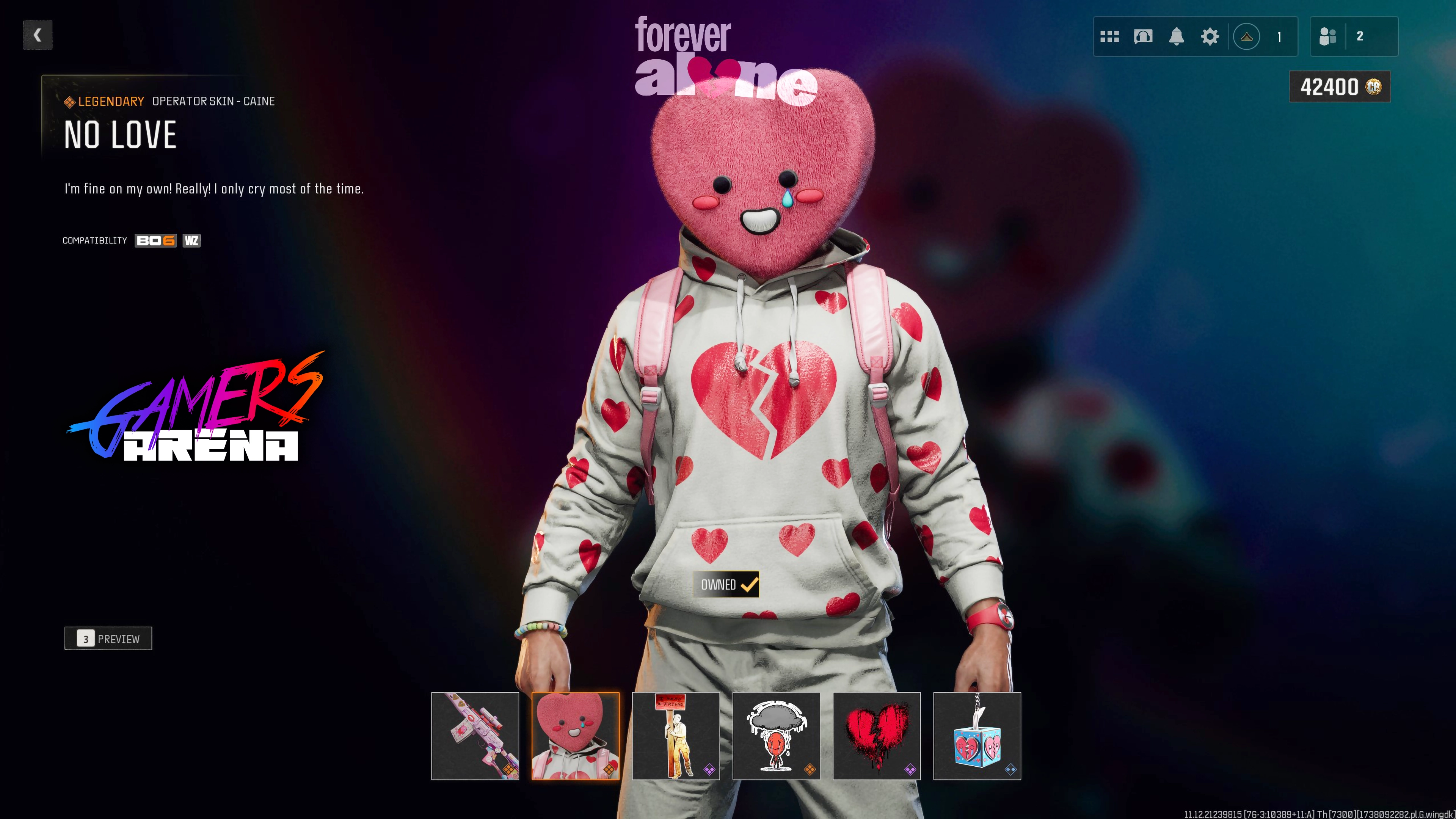 BO6 - FOREVER ALONE Caine Operator Skin Hard Unlocked PS XBOX PC - Ultra Rare