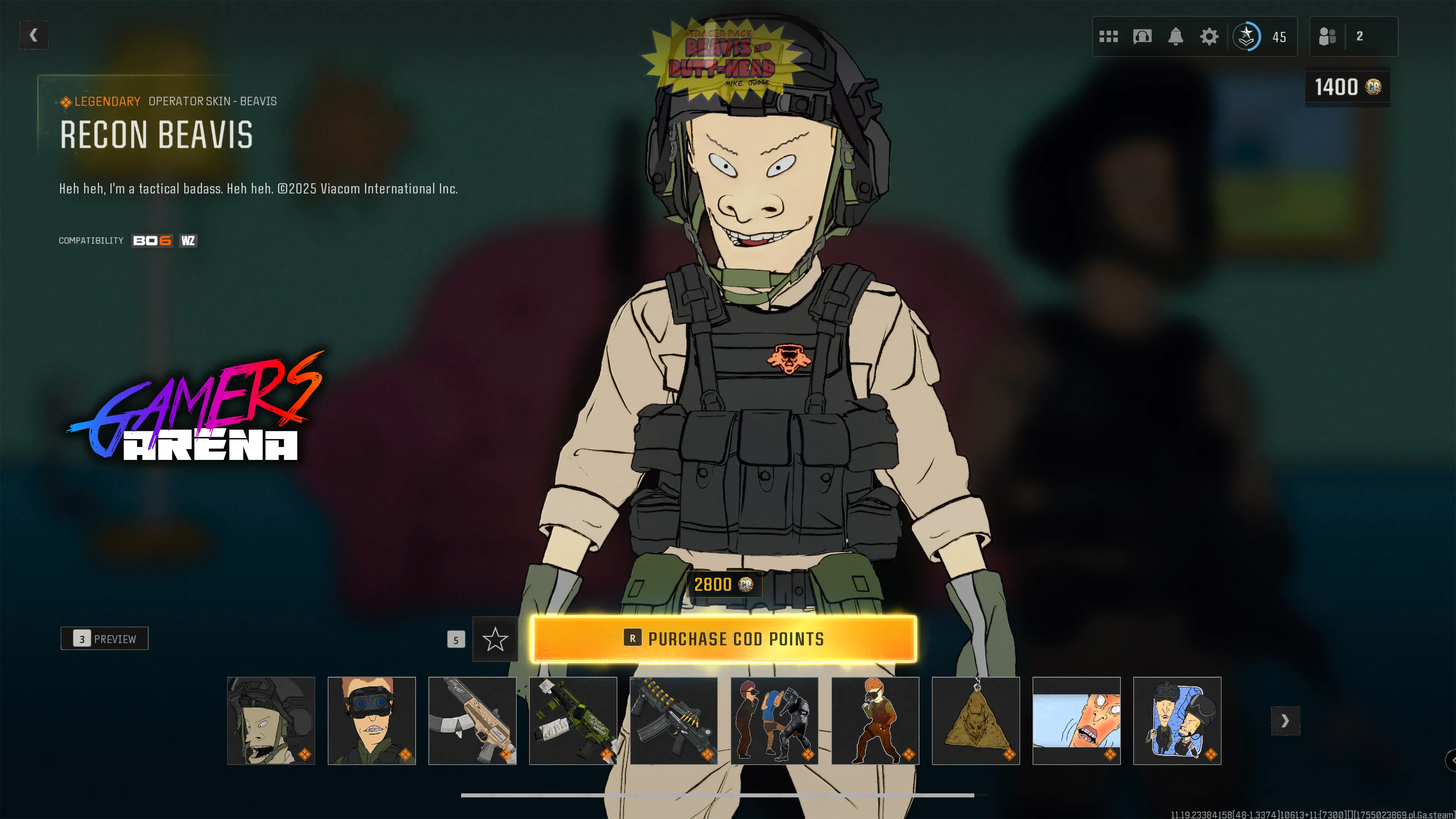 BO6 - Tracer Pack BEAVIS AND BUTT-HEAD Operator Bundle Hard Unlocked PS XBOX PC - Ultra Rare