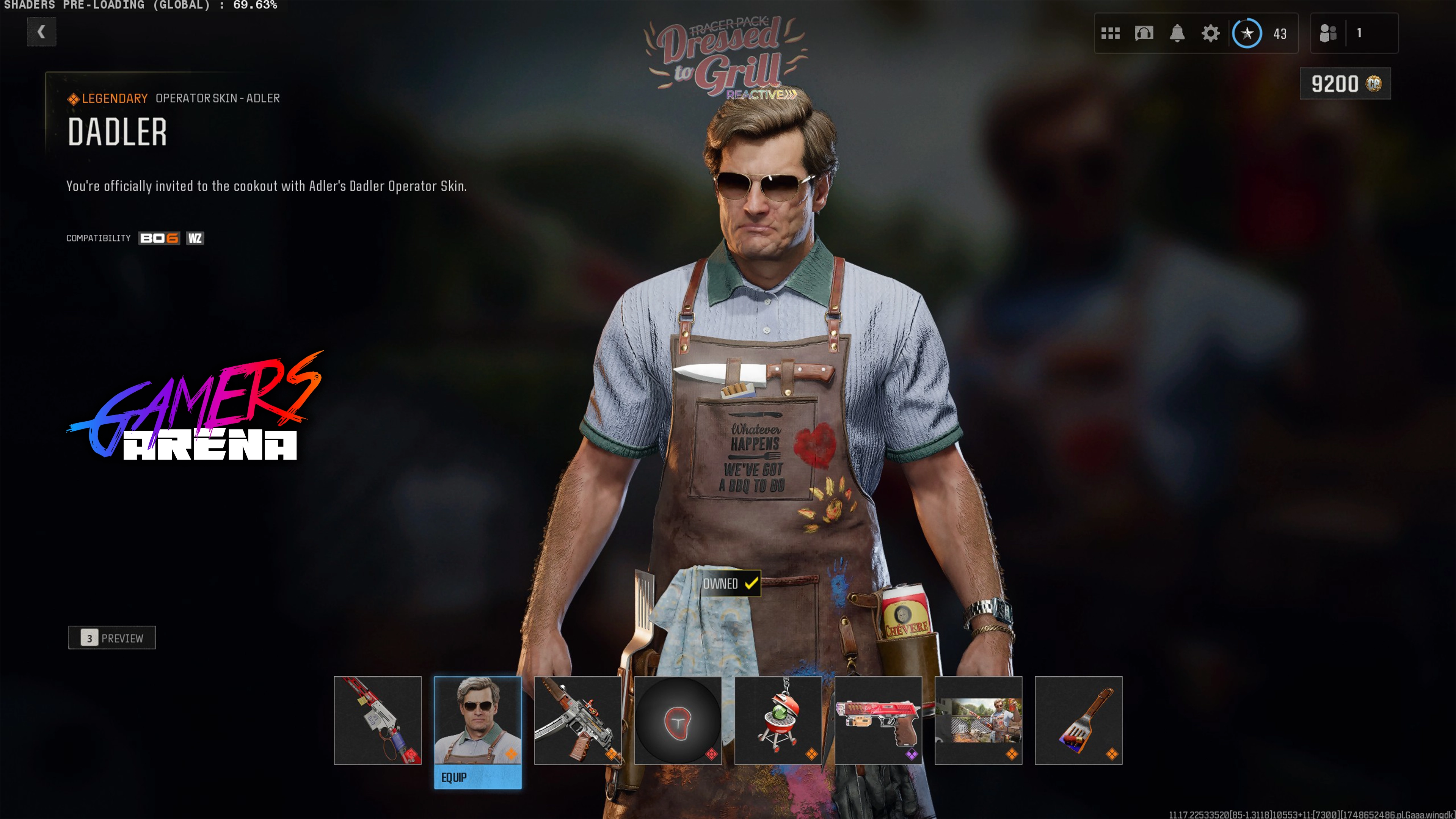 BO6 - Tracer Pack DRESSED TO GRILL Adler Operator Skin Hard Unlocked PS XBOX PC - Ultra Rare