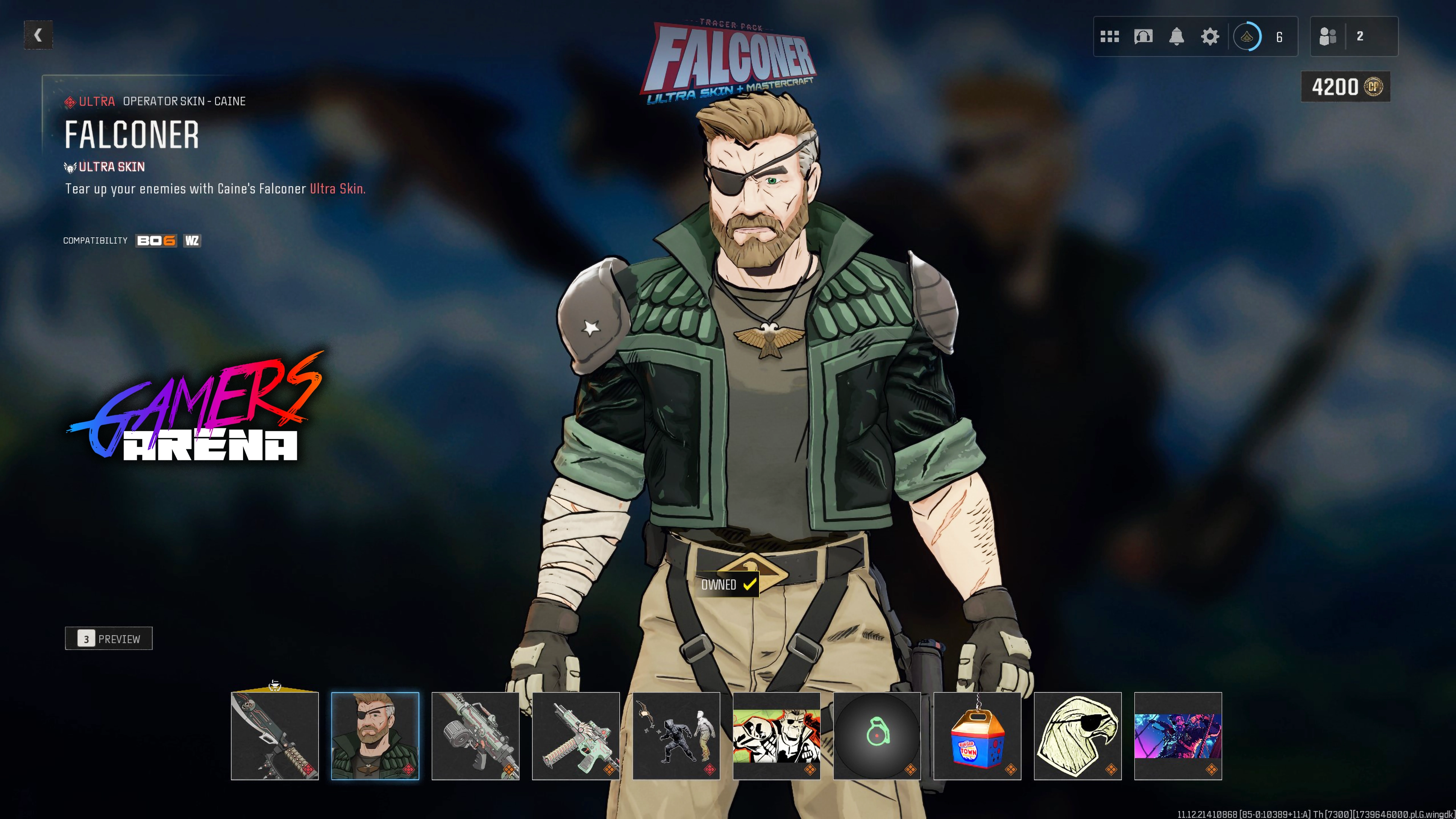 BO6 - Tracer Pack FALCONER Caine Operator Skin Hard Unlocked PS XBOX PC - Ultra Rare