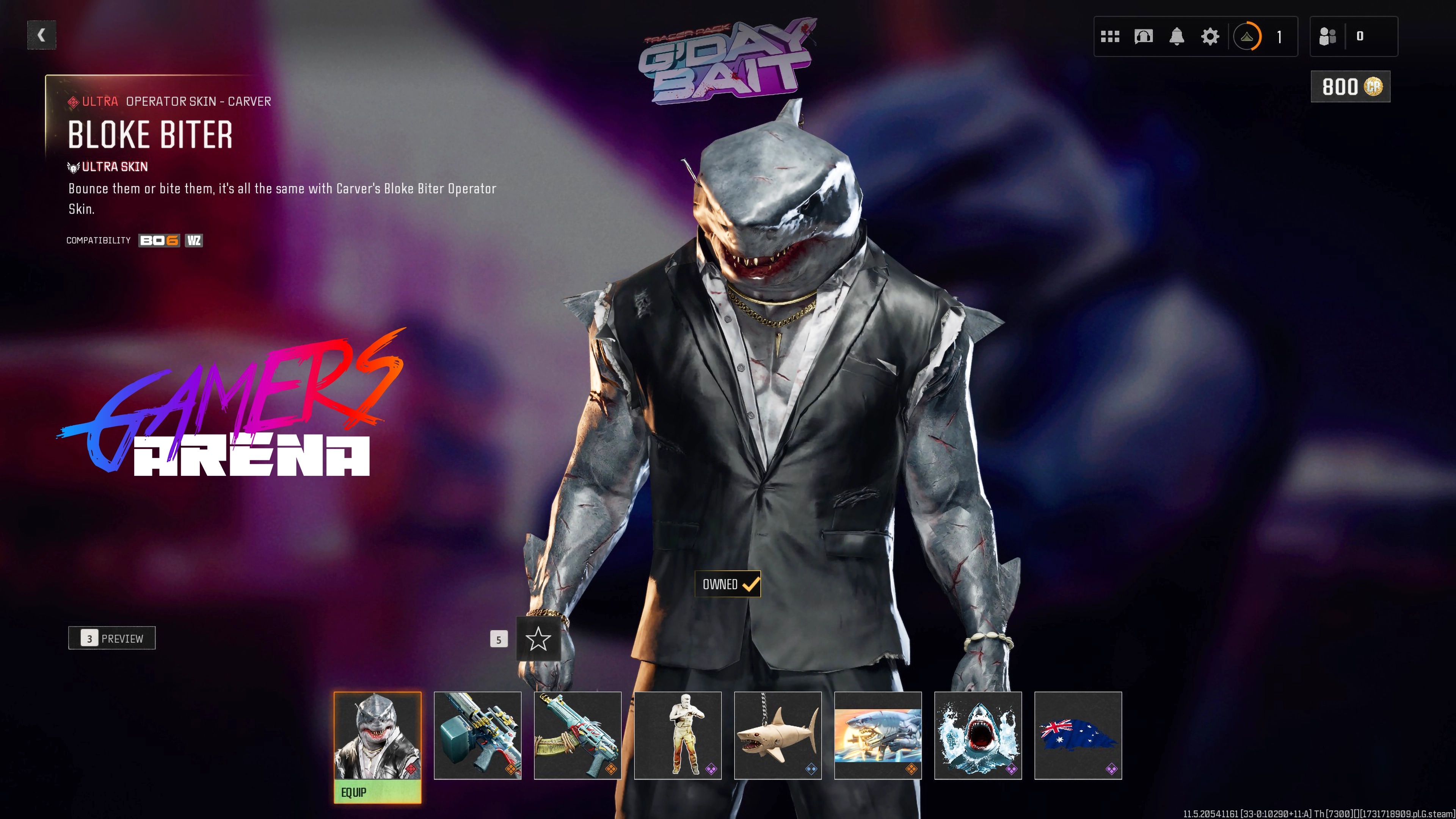 BO6 - Tracer Pack G'DAY BAIT Carver Operator Skin Hard Unlocked PS XBOX PC - Ultra Rare