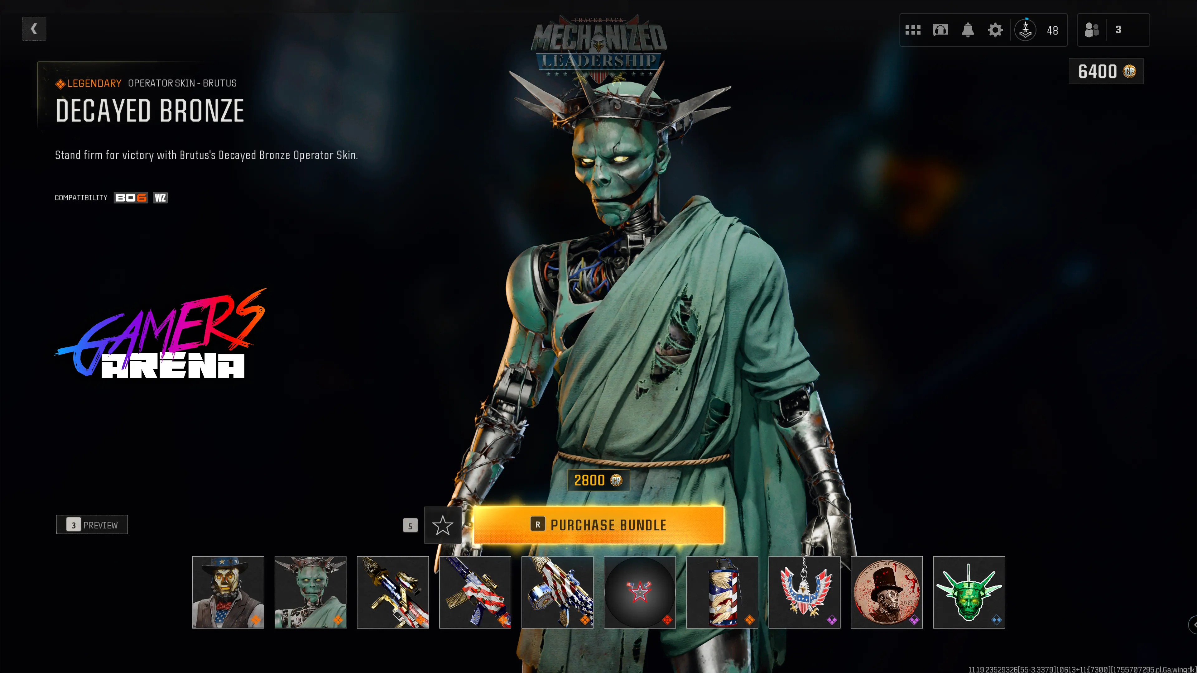 BO6 - Tracer Pack MECHANIZED LEADERSHIP Brutus Klaus Operator Skin Hard Unlocked PS XBOX PC - Ultra Rare