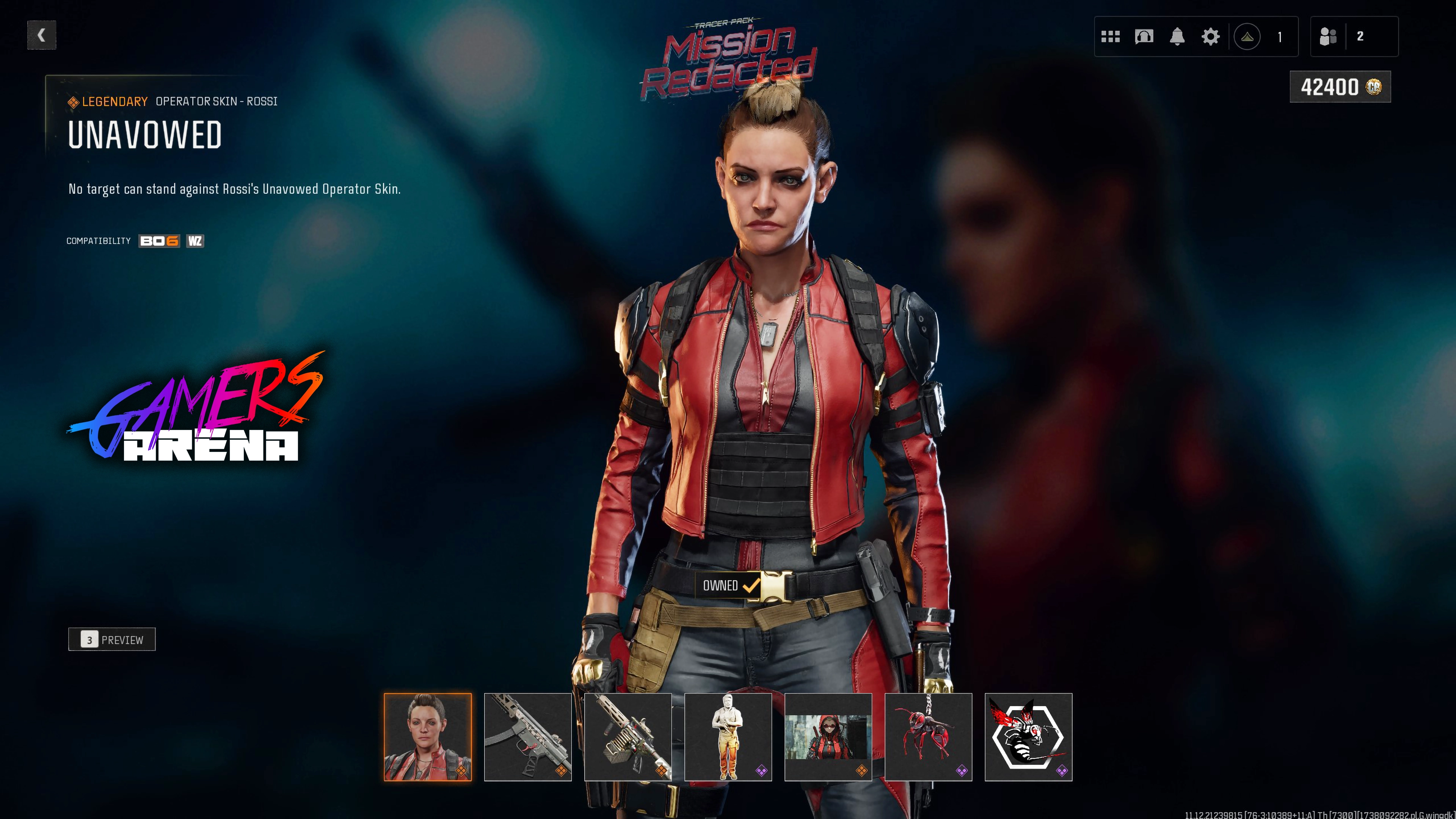 BO6 - Tracer Pack MISSION REDACTED Rossi Operator Skin Hard Unlocked PS XBOX PC - Ultra Rare