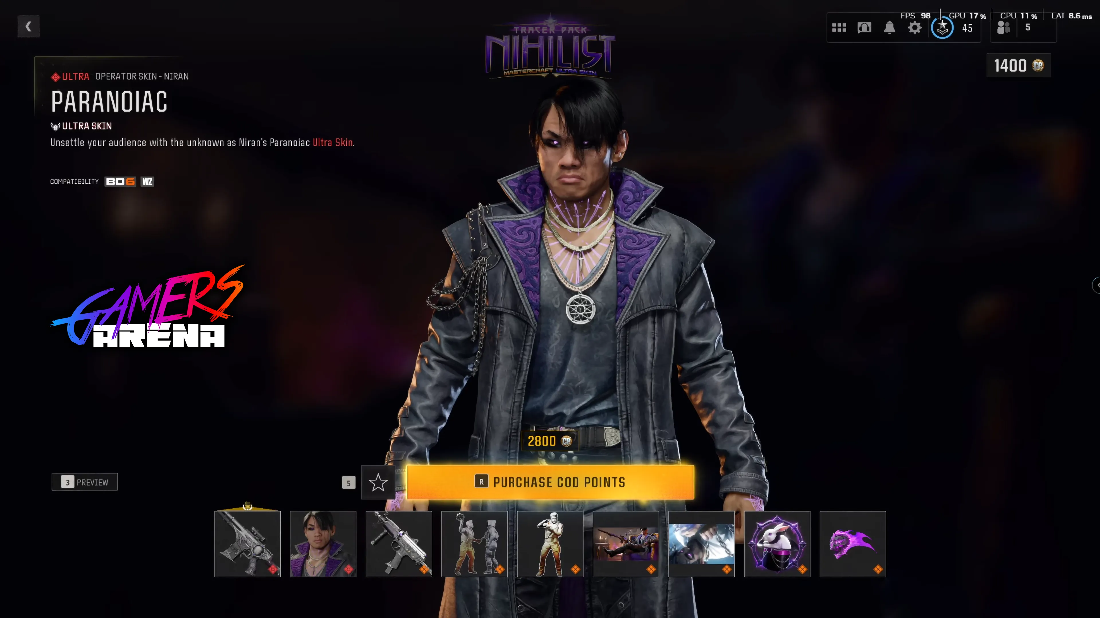 BO6 - Tracer Pack NIHILIST Niran Operator Skin Hard Unlocked PS XBOX PC - Ultra Rare