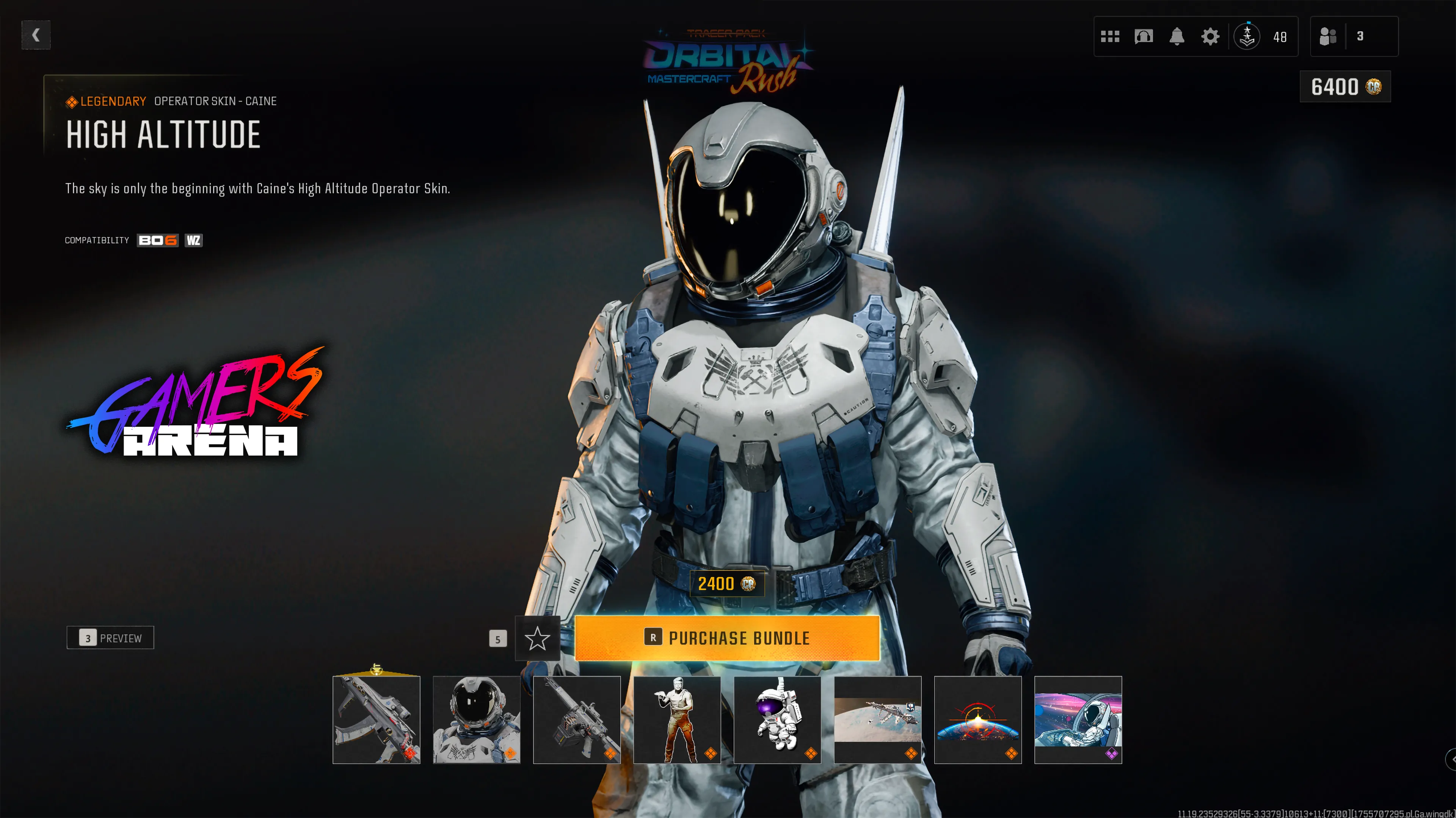BO6 - Tracer Pack ORBITAL RUSH Caine Operator Skin Hard Unlocked PS XBOX PC - Ultra Rare