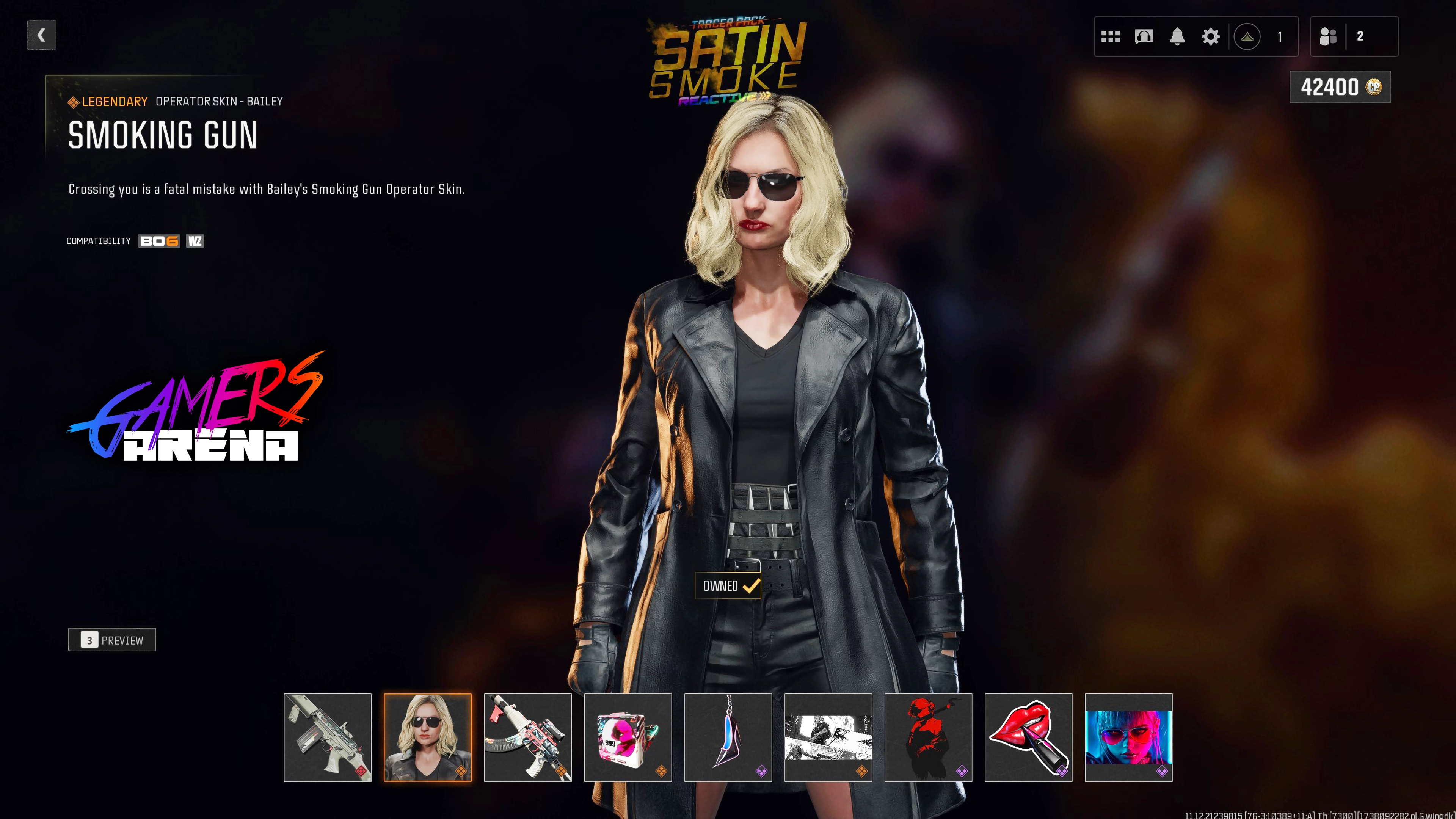 BO6 - Tracer Pack SATIN SMOKE Bailey Operator Skin Hard Unlocked PS XBOX PC - Ultra Rare