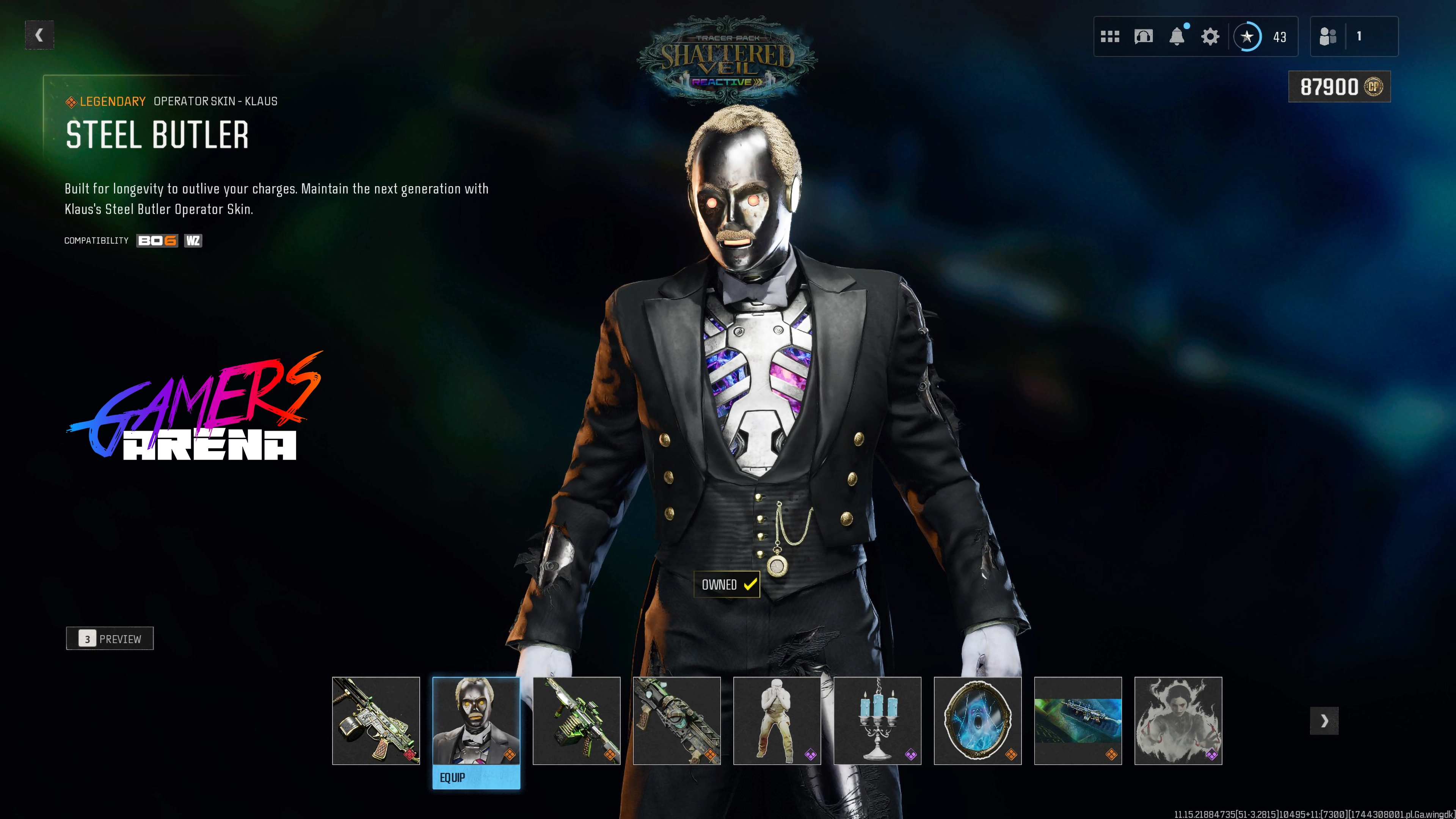 BO6 - Tracer Pack SHATTERED VEIL Klaus Operator Skin Hard Unlocked PS XBOX PC - Ultra Rare