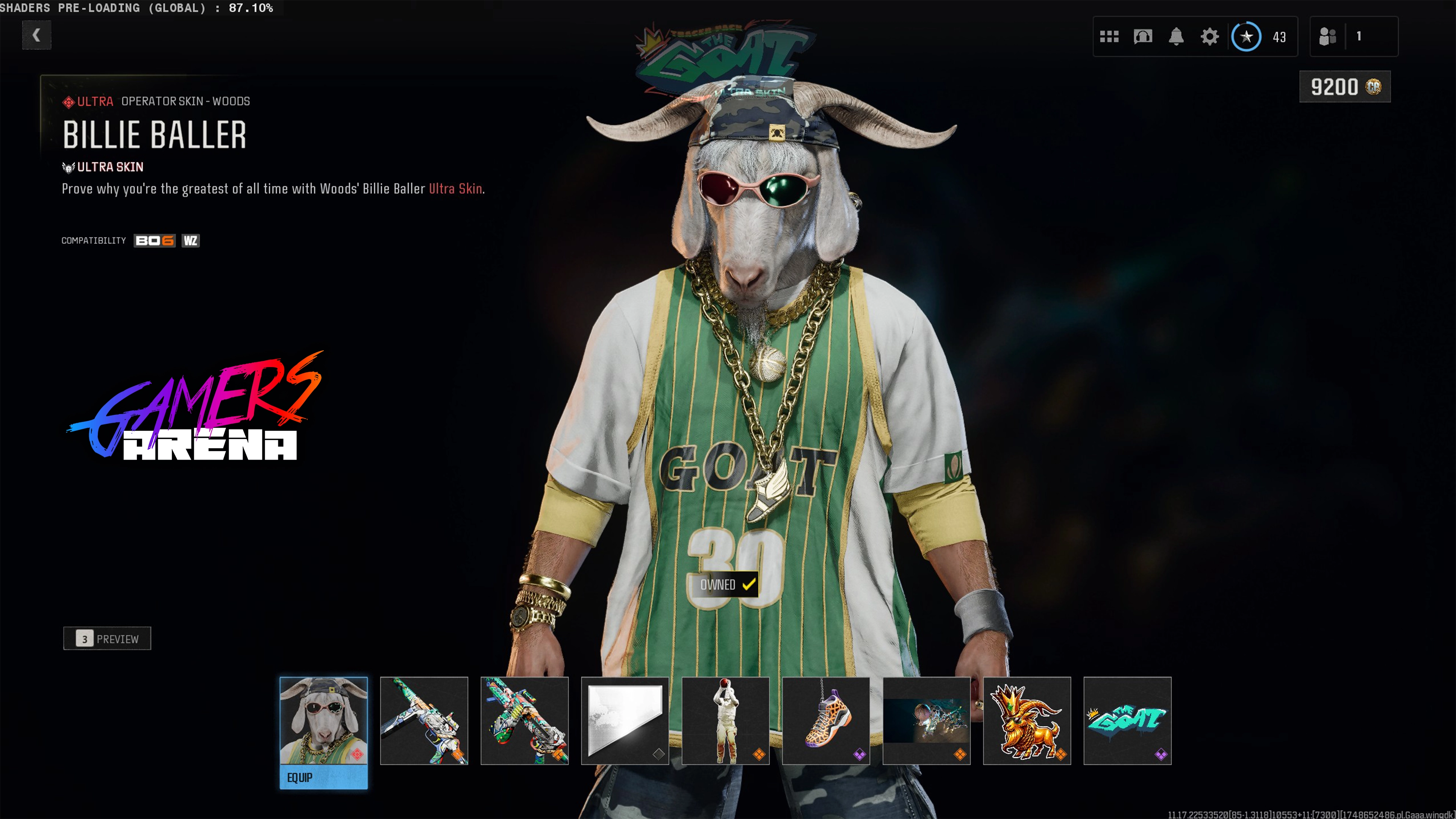 BO6 - Tracer Pack THE GOAT Woods Operator Skin Hard Unlocked PS XBOX PC - Ultra Rare