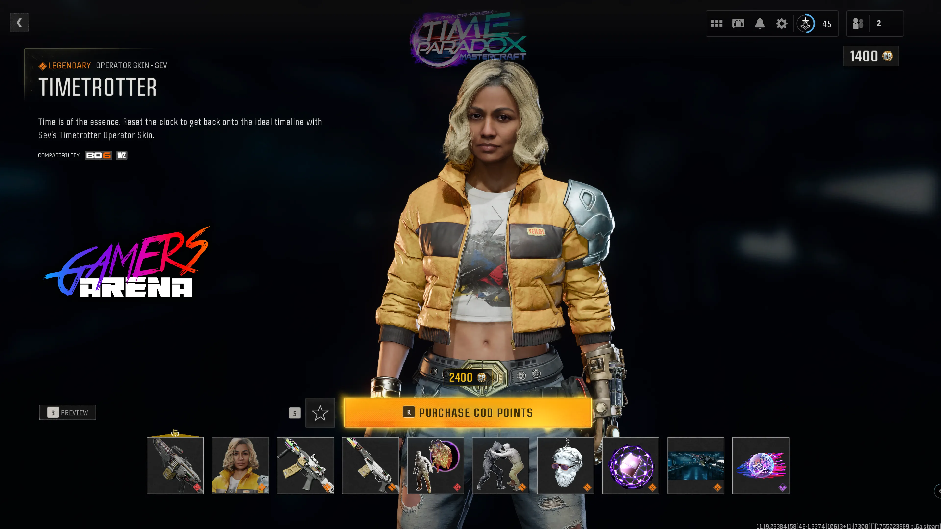 BO6 - Tracer Pack TIME PARADOX Sev Operator Skin Hard Unlocked PS XBOX PC - Ultra Rare