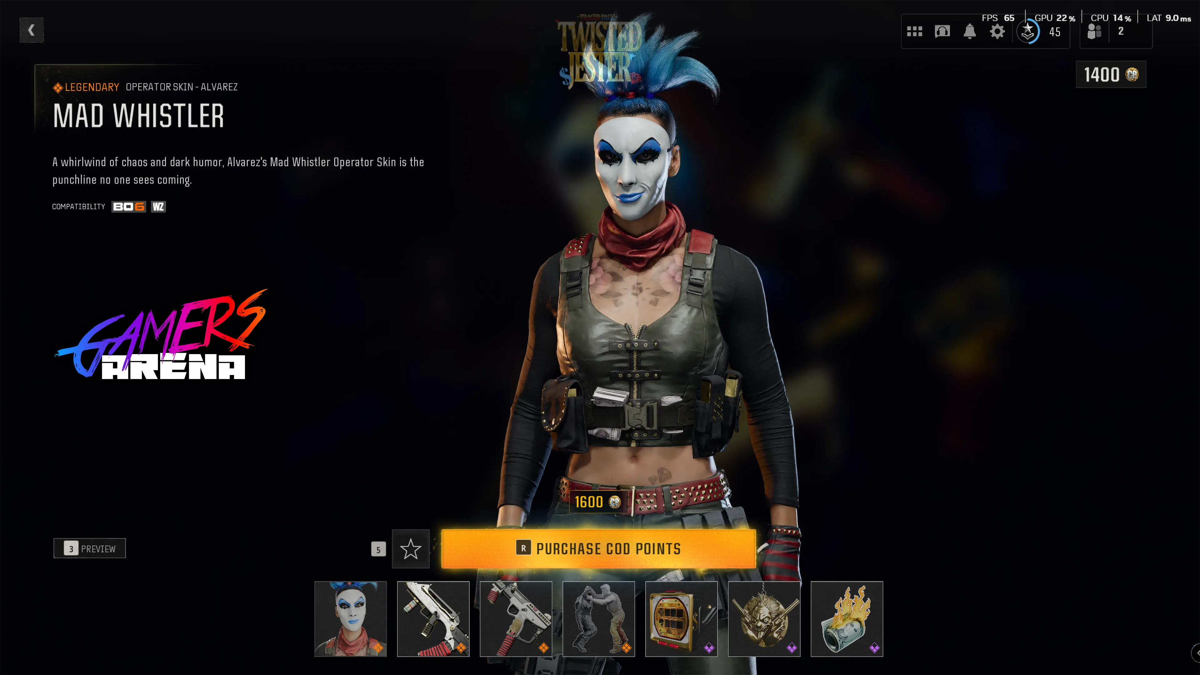 BO6 - Tracer Pack TWISTED JESTER Alvarez Operator Skin Hard Unlocked PS XBOX PC - Ultra Rare
