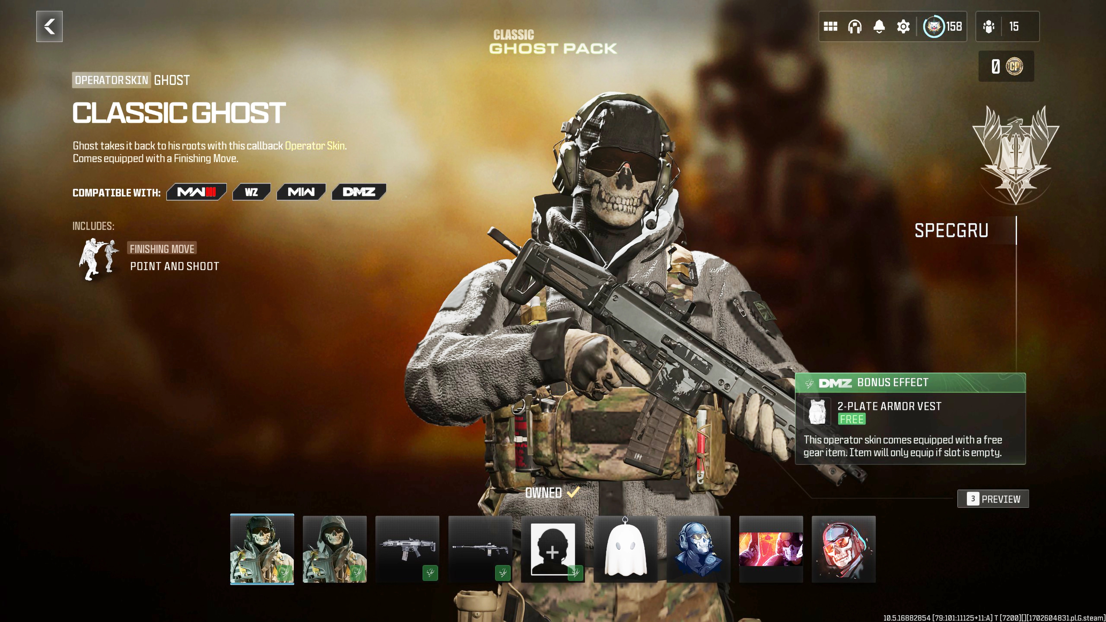 CLASSIC GHOST PACK Ghost Operator Skin Hard Unlocked PS XBOX PC - Ultra Rare