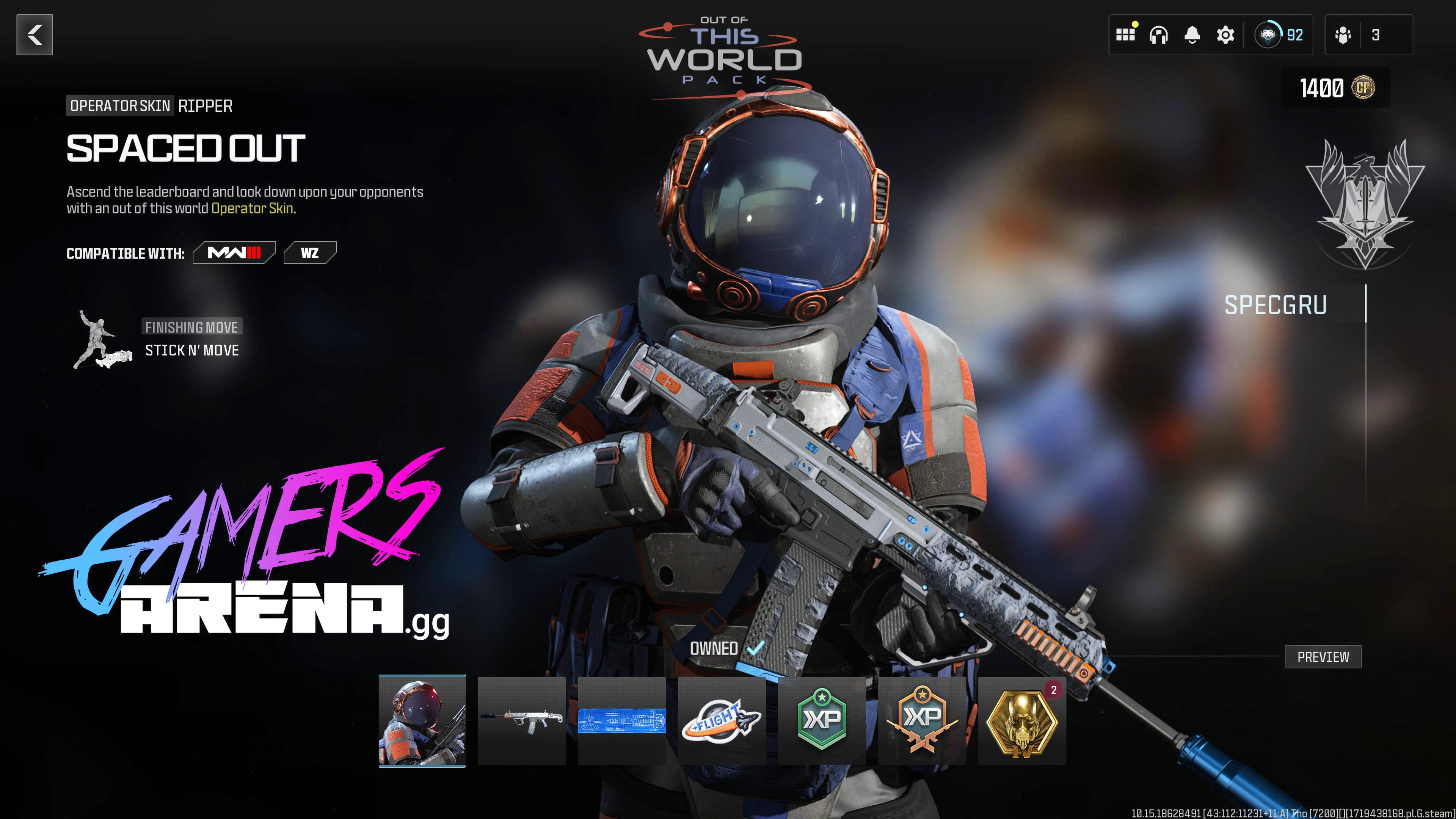 OUT OF THIS WORLD PACK Ripper Operator Skin Hard Unlocked PS XBOX PC - Ultra Rare