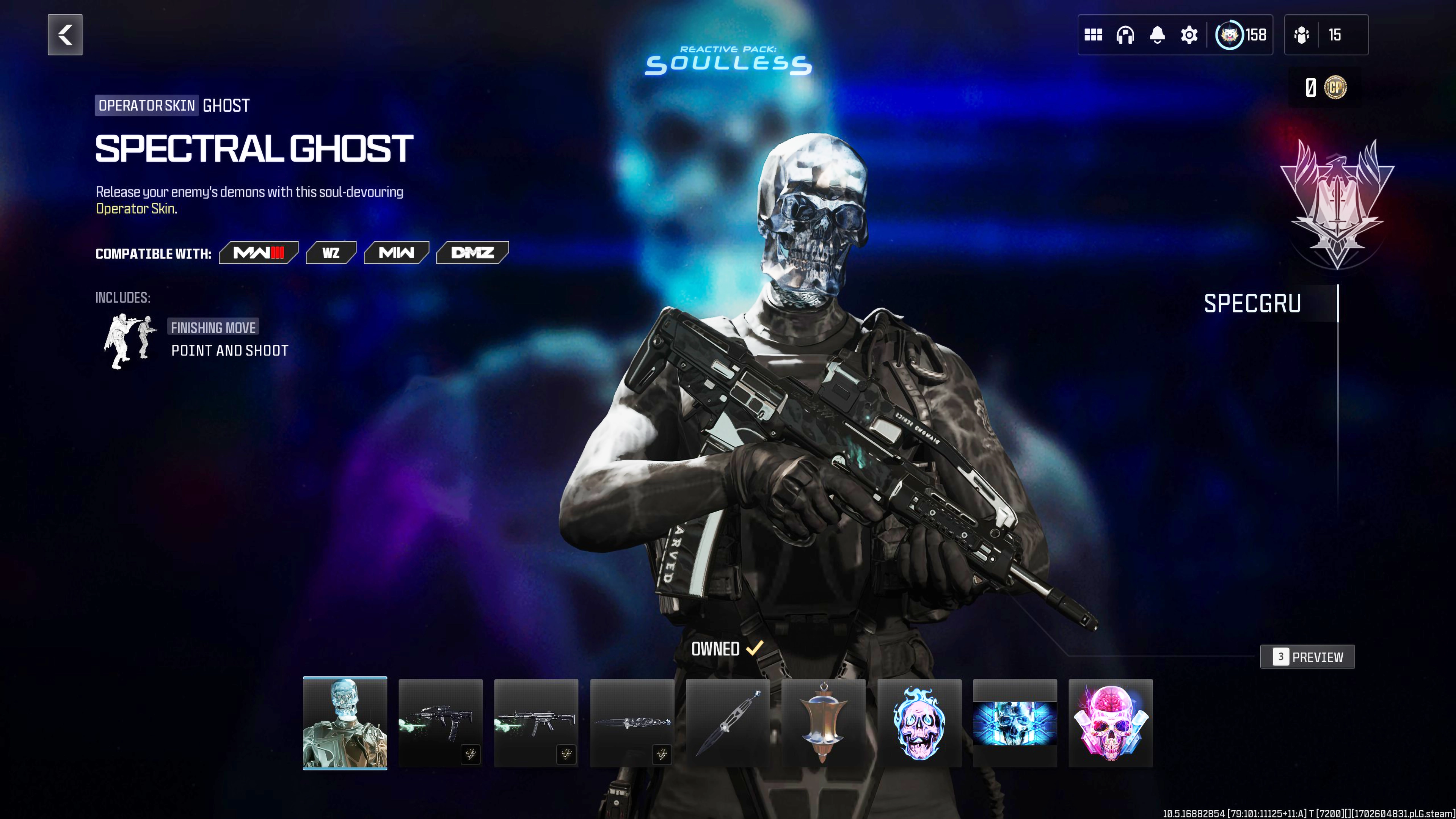 Reactive Pack SOULLESS Ghost Operator Skin Bundle HARD UNLOCKED PS XBOX PC - Ultra Rare