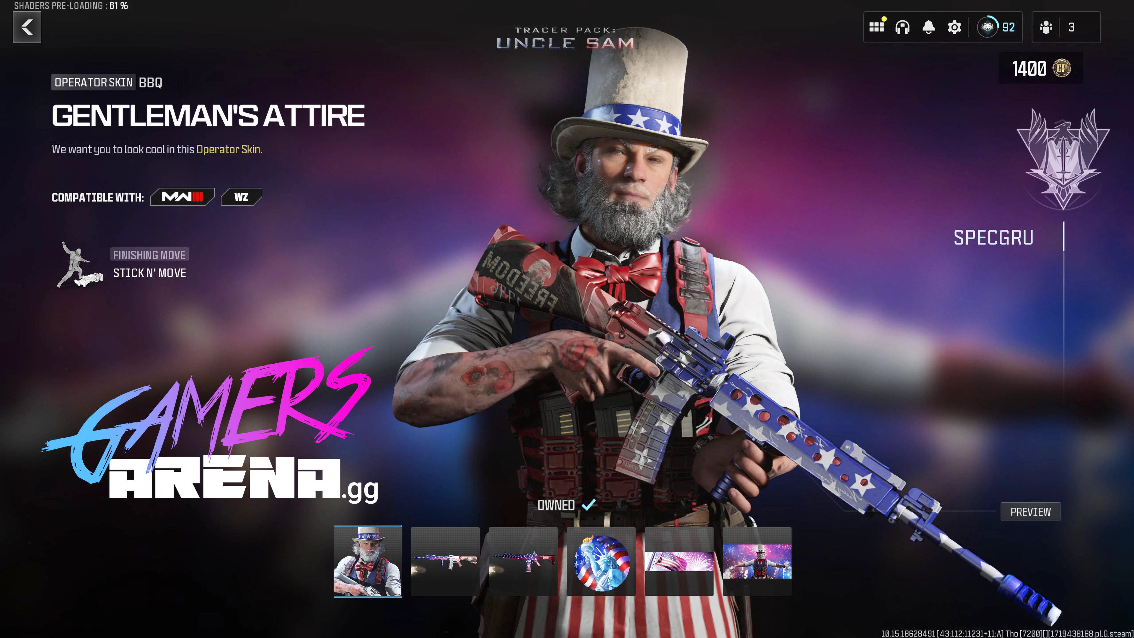 Tracer Pack UNCLE SAM Bbq Operator Skin Bundle HARD UNLOCKED PS XBOX PC - Ultra Rare