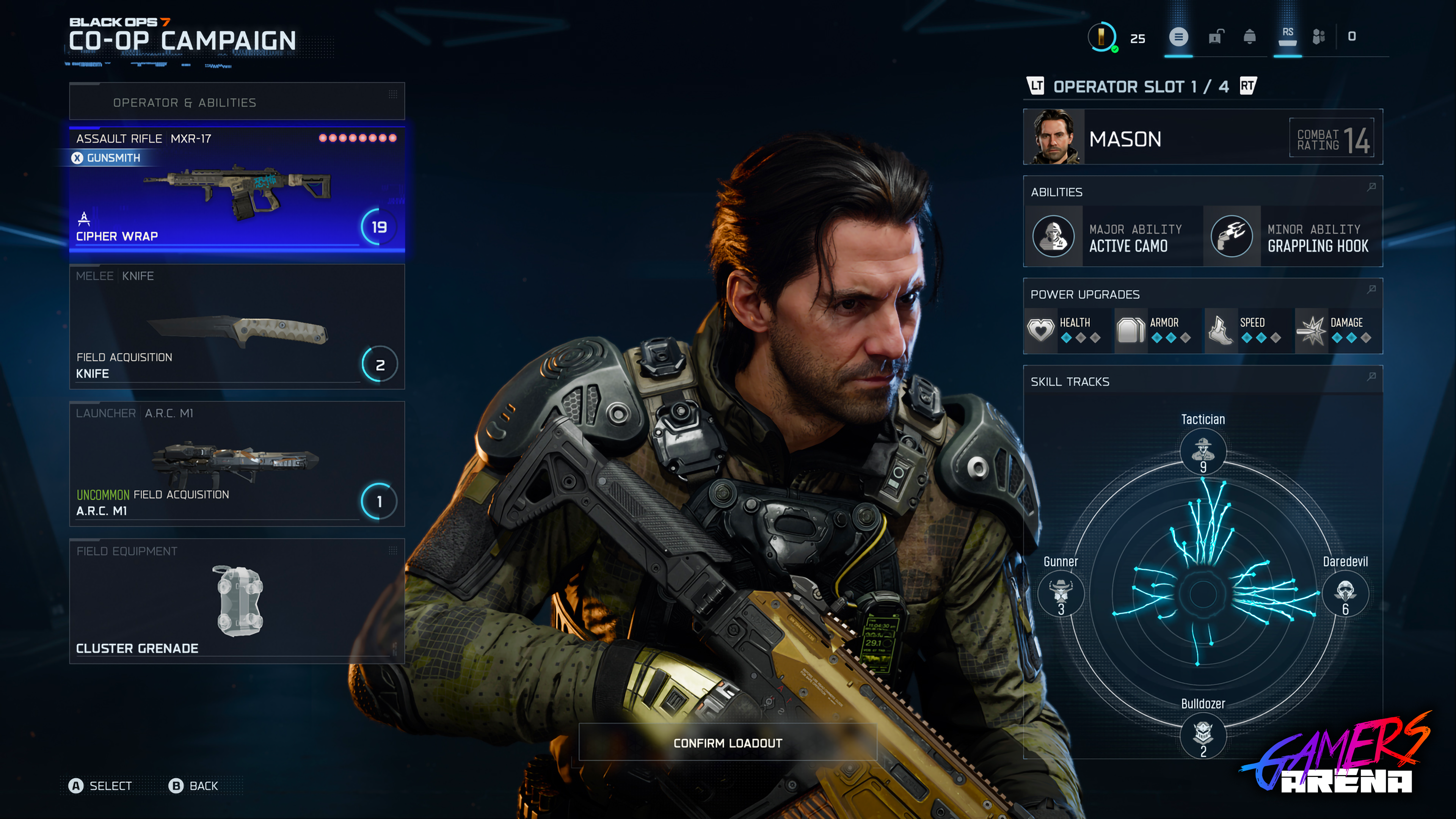 Menu showcasing the Major and Minor abilities for an operator in Black Ops 7